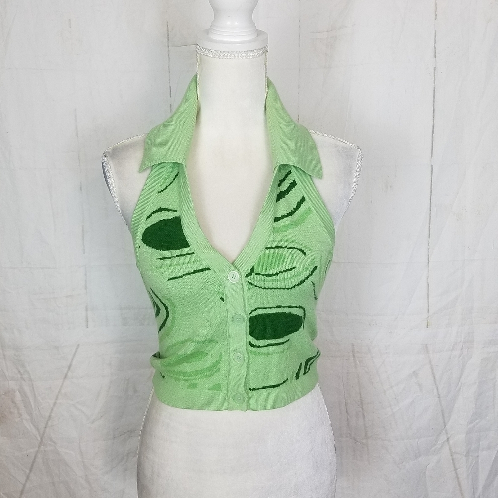 Button front halter sweater - Picture 8 of 10